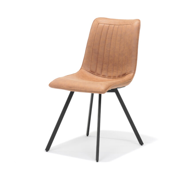 Eetkamerstoel Boxer Zwart Stof Soft Cognac