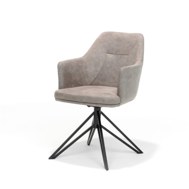 Armstoel Calvin Draaivoet Zwart Stof Soft Pebble