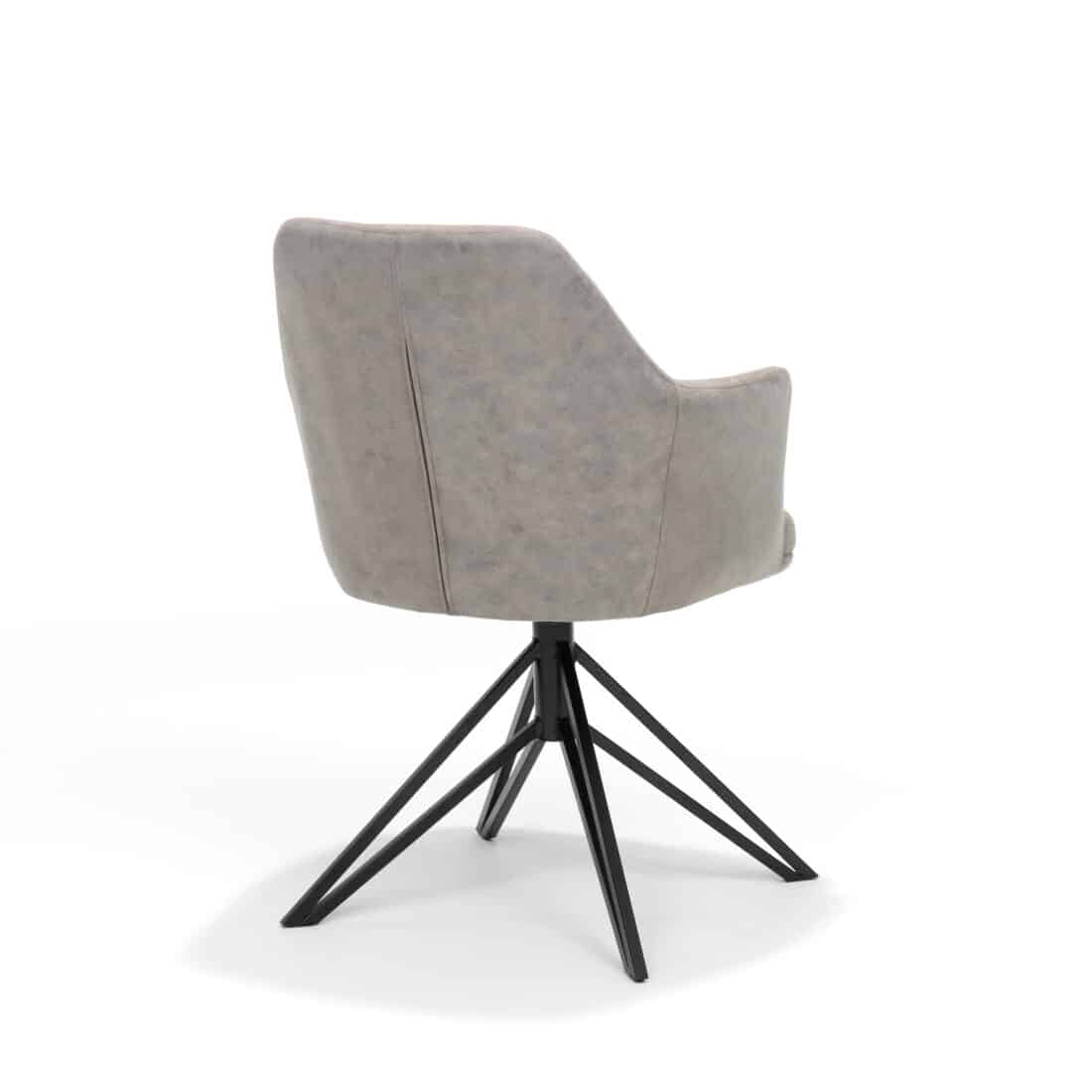 Armstoel Calvin Draaivoet Zwart Stof Soft Pebble