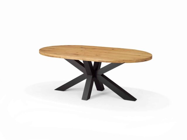 Eetkamertafel Stenvad 8211 Eiken Ovaal Dessert 8211 Metaal 8211 210 215 100 Cm