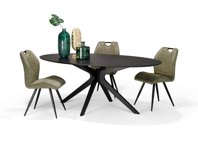 Eetkamertafel Julia 200x110 Ovaal Zwart Eiken