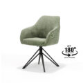 Armstoel Blues - Ribstof Groen - draaivoet