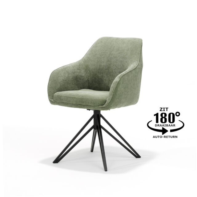 Armstoel Blues 8211 Ribstof Groen 8211 Draaivoet