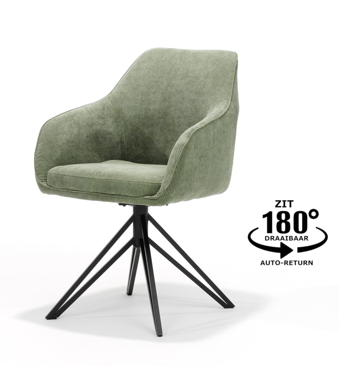 Armstoel Blues 8211 Ribstof Groen 8211 Draaivoet