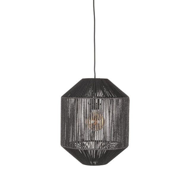 Label51 Hanglamp Ibiza 8211 Zwart 8211 Jute 8211 1 Lichts Cilinder