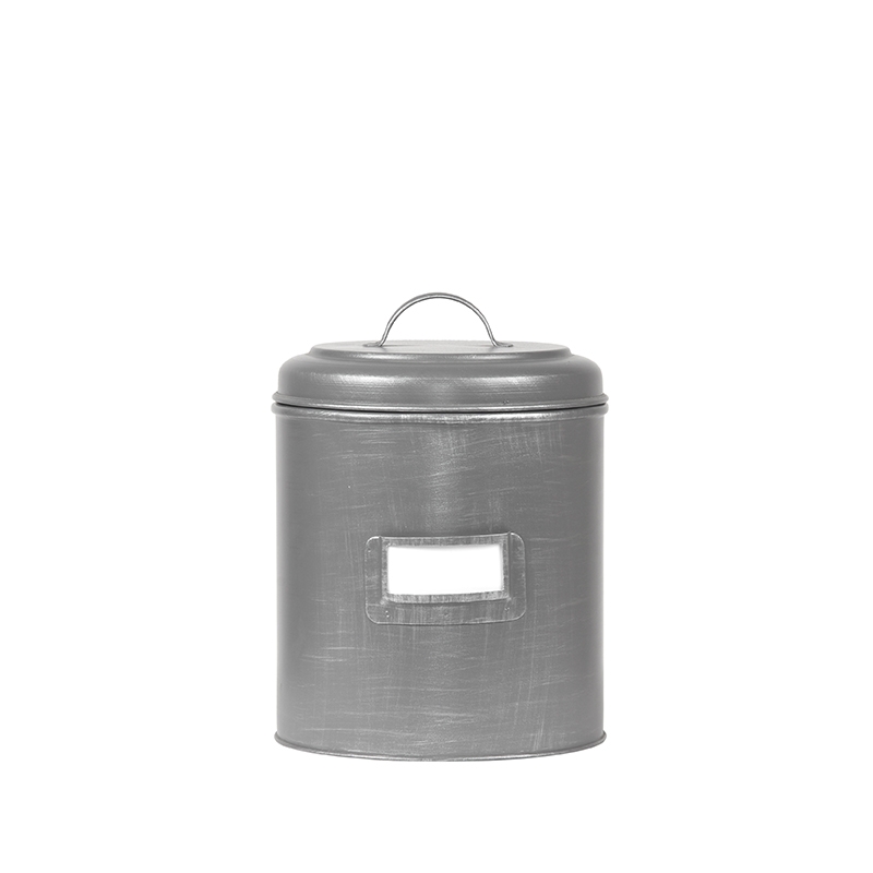 Opbergblik 8211 Antiek Grijs 8211 Metaal 8211 M 8211 14x14x20 Cm
