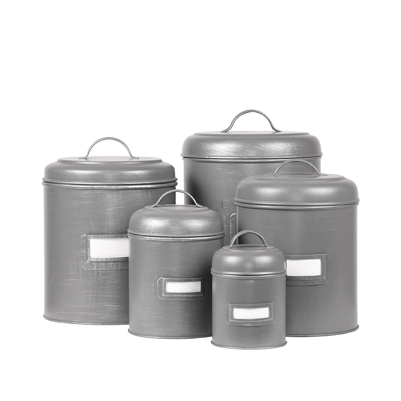 Opbergblik 8211 Antiek Grijs 8211 Metaal 8211 M 8211 14x14x20 Cm