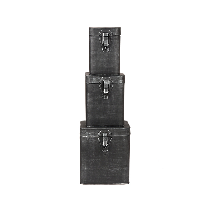 Opbergkist 8211 Antiek Grijs 8211 Metaal 8211 M 8211 12x12x17 Cm