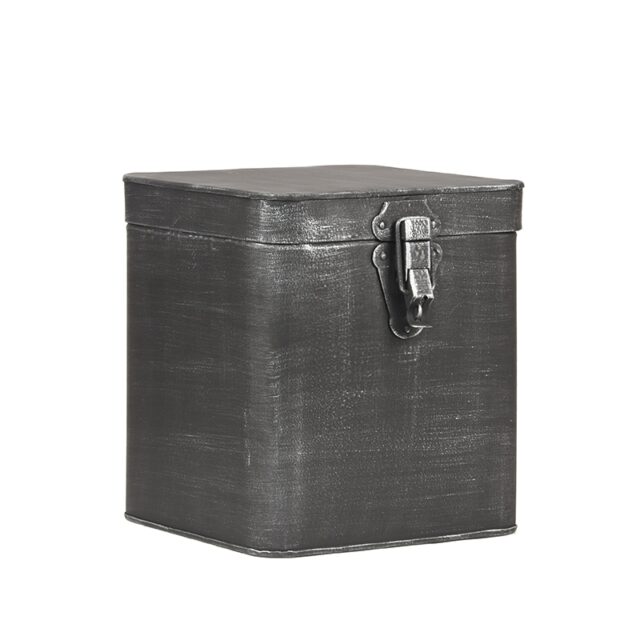 Opbergkist 8211 Antiek Grijs 8211 Metaal 8211 Xl 18x19x21 Cm