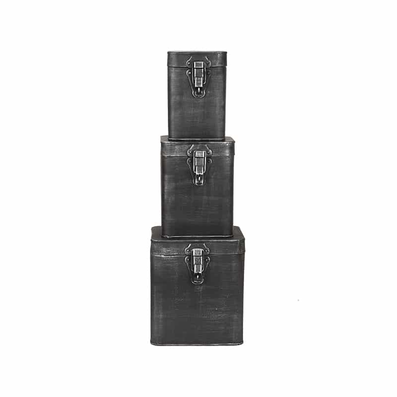 Opbergkist 8211 Antiek Grijs 8211 Metaal 8211 Xl 18x19x21 Cm