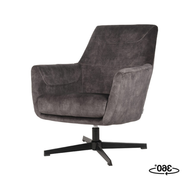 Fauteuil Toby 8211 Antraciet 8211 Velours