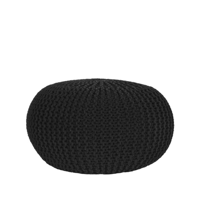 Label51 Poef Knitted 8211 Zwart 8211 Katoen 8211 L