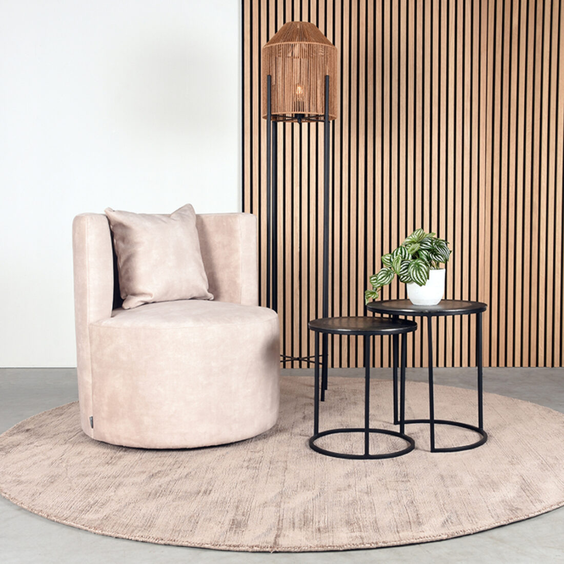 Fauteuil Evy 8211 Naturel 8211 Velours