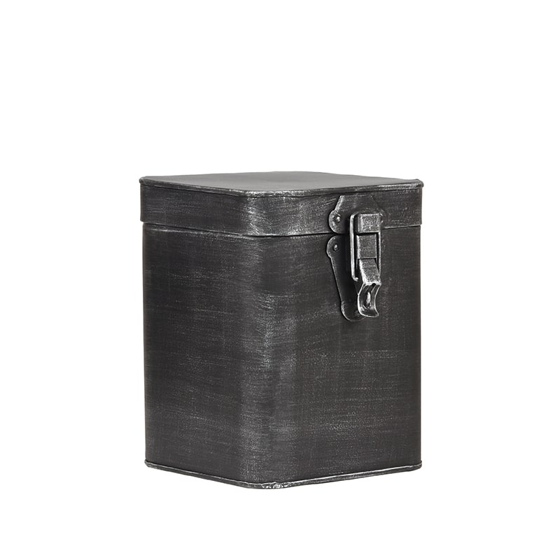 Opbergkist 8211 Antiek Grijs 8211 Metaal 8211 L 8211 15x16x19 Cm