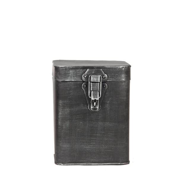 Opbergkist 8211 Antiek Grijs 8211 Metaal 8211 L 8211 15x16x19 Cm