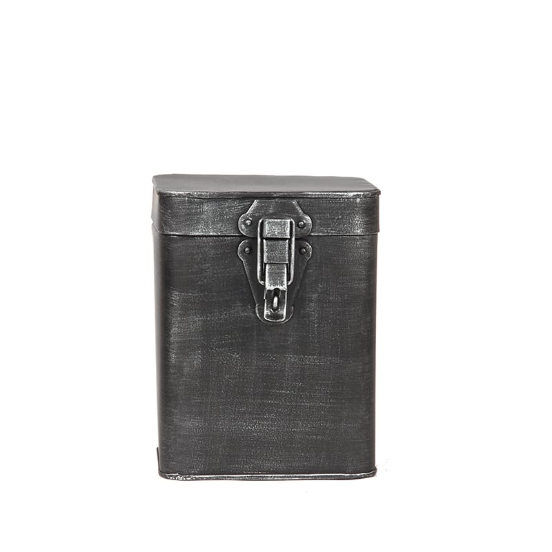 Opbergkist 8211 Antiek Grijs 8211 Metaal 8211 L 8211 15x16x19 Cm