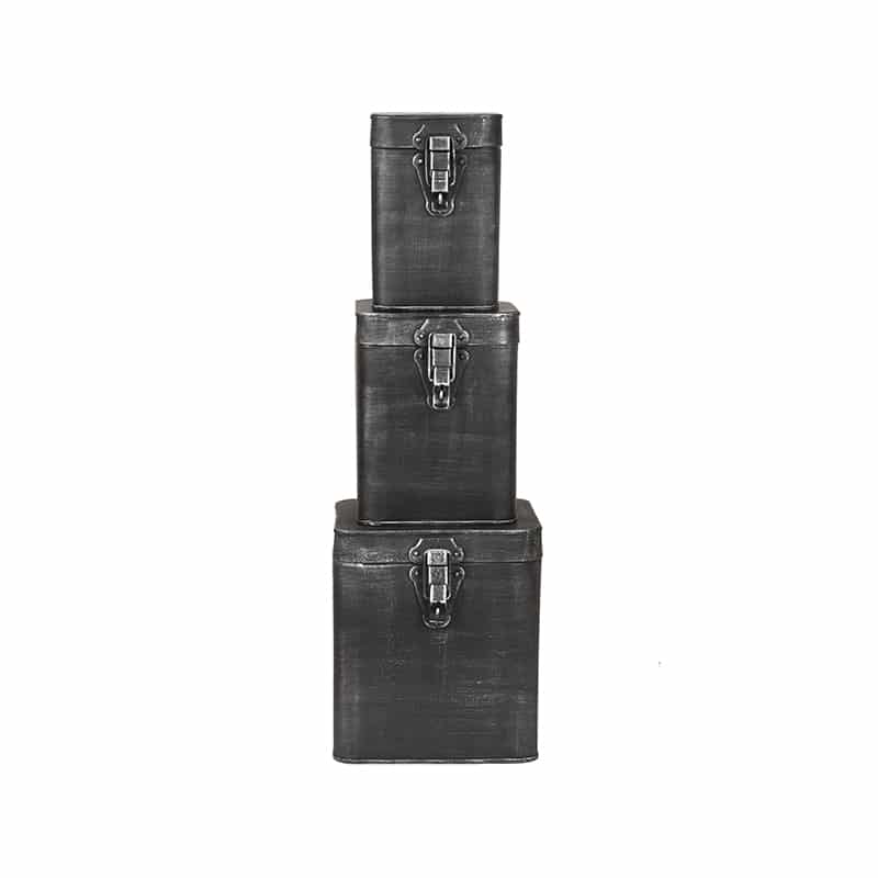 Opbergkist 8211 Antiek Grijs 8211 Metaal 8211 L 8211 15x16x19 Cm