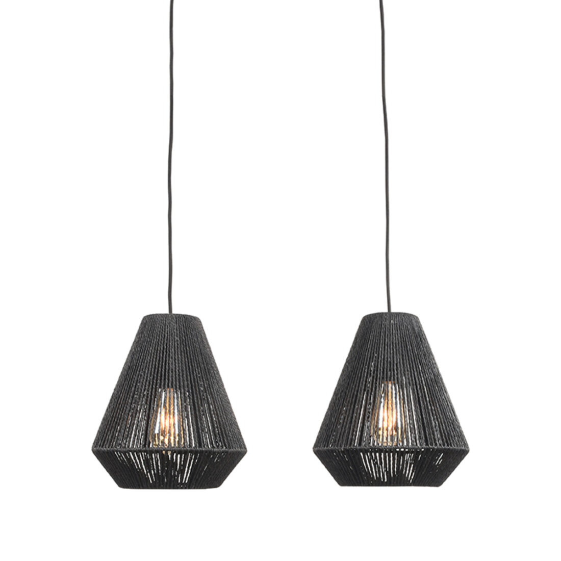 Label51 Hanglamp Ibiza 8211 Zwart 8211 Jute 8211 2 Lichts