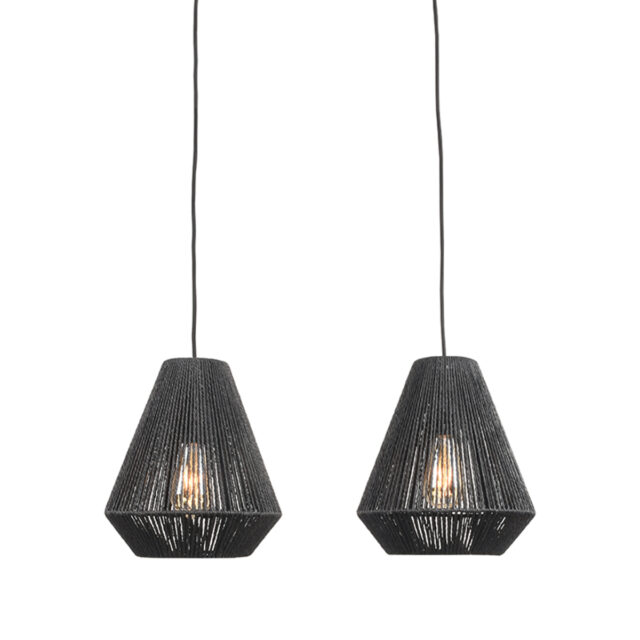 Label51 Hanglamp Ibiza 8211 Zwart 8211 Jute 8211 2 Lichts