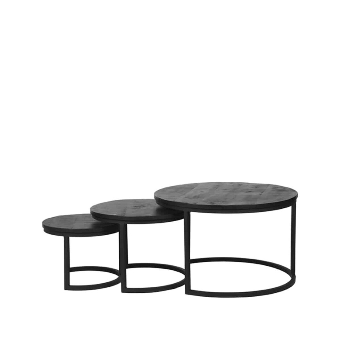 Salontafel Set Triplet 8211 Zwart 8211 Mangohout