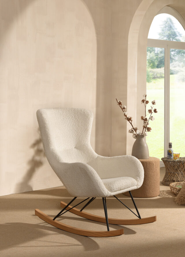 Schommelstoel Rocky 8211 In Witte Boucl