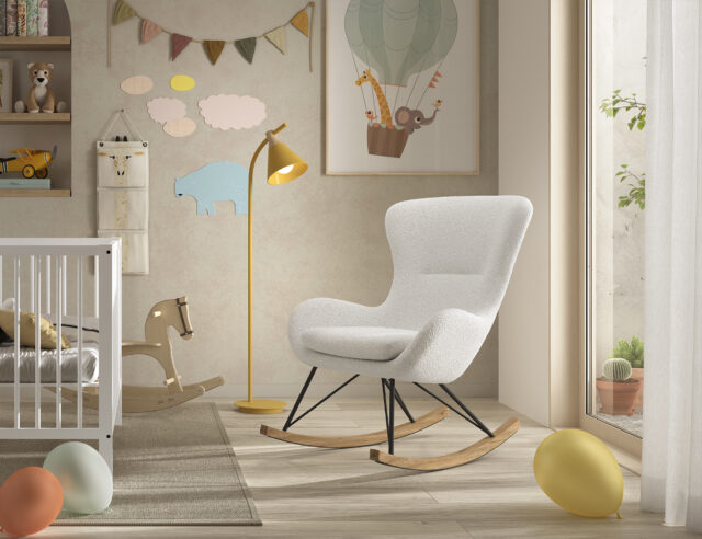 Schommelstoel Rocky 8211 In Witte Boucl