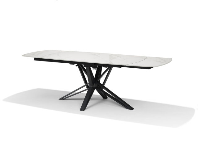 Eetkamertafel Vegas Deckstone Wit Marmer 160 240x90 Uitschuifbaar