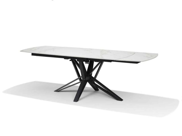 Eetkamertafel Vegas 8211 Deckstone Wit Marmer 8211 160 240 215 90 8211 Uitschuifbaar