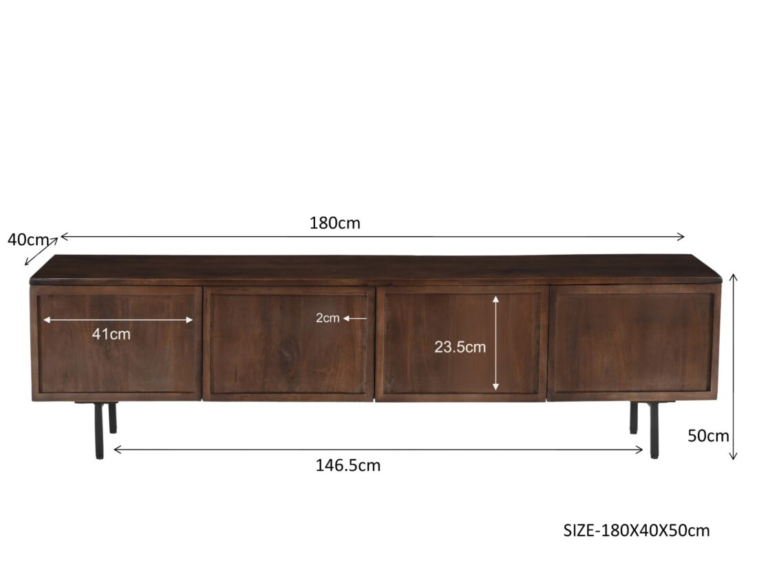Tv Dressoir Elan 8211 Bruin Hardhout 8211 Staal 8211 180 Cm