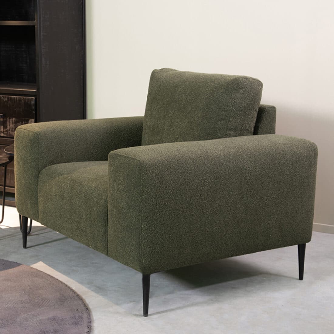1 Zitsbank Ferraro 8211 Stof Hunter Boucle 8211 112x88x85 Cm