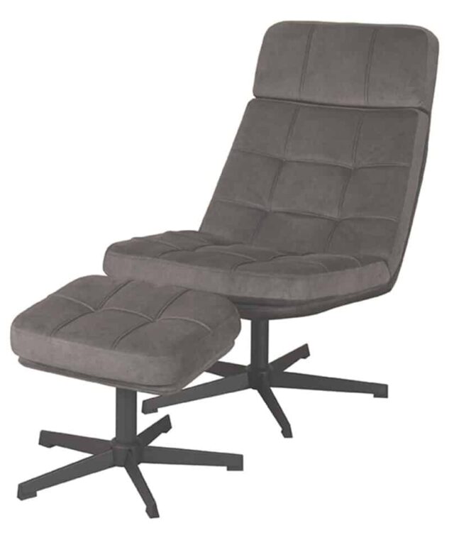 Relaxfauteuil Alvar En Voetenbank 8211 Stof Cosmo Antraciet