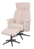 Relaxfauteuil Verdal en voetenbank - Stof naturel boucle - Verstelbaar