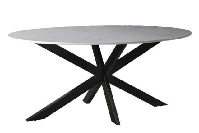 Eetkamertafel Marble Oval Spider White 180cm