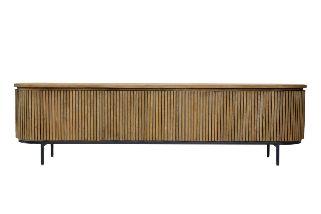 Tv Dressoir Lausanne 8211 Teakhout 8211 Staal 8211 210 Cm