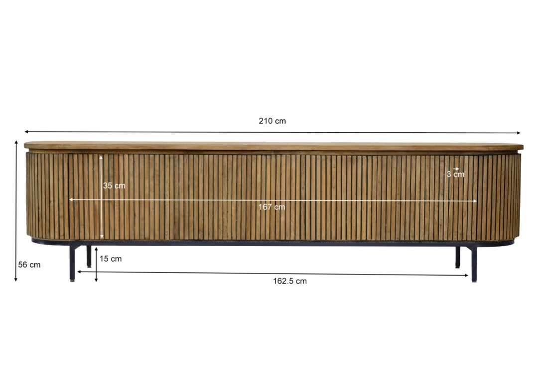 Tv Dressoir Lausanne 8211 Teakhout 8211 Staal 8211 210 Cm