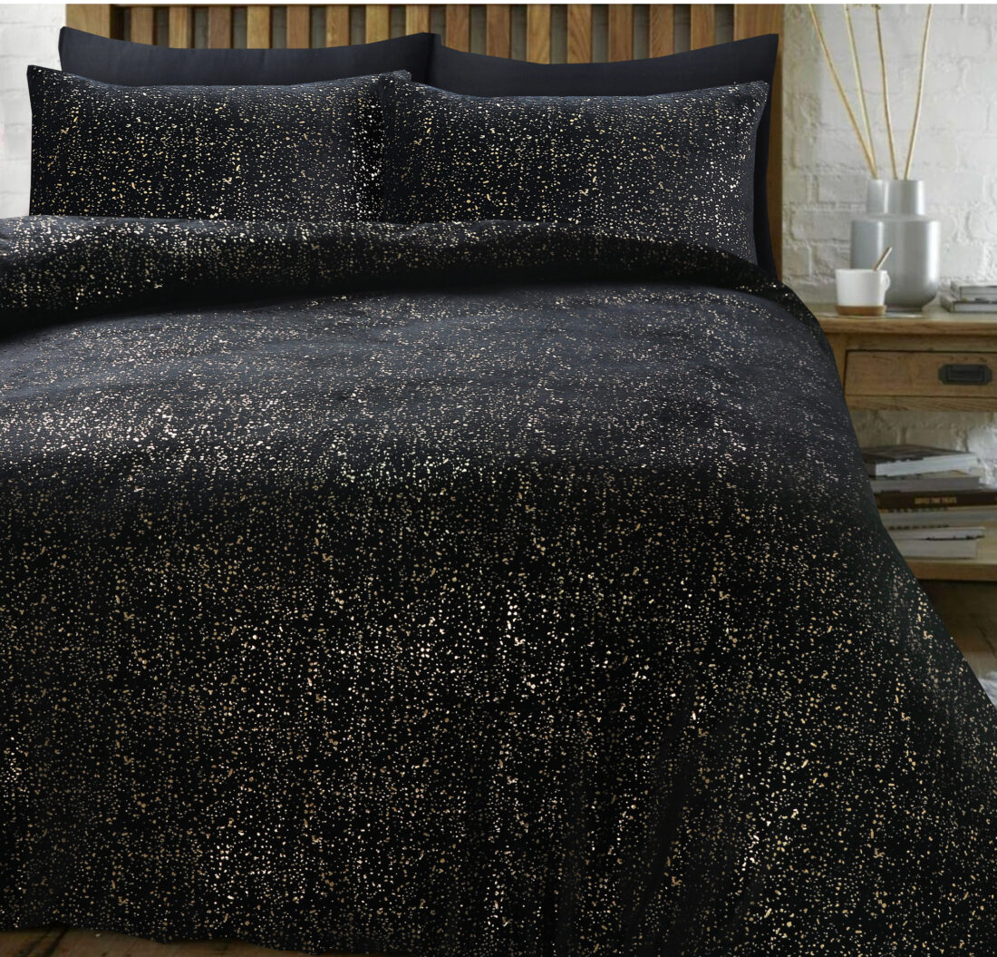 Glamour Flanel Sprankle Folie Zwart 200 X 200 220