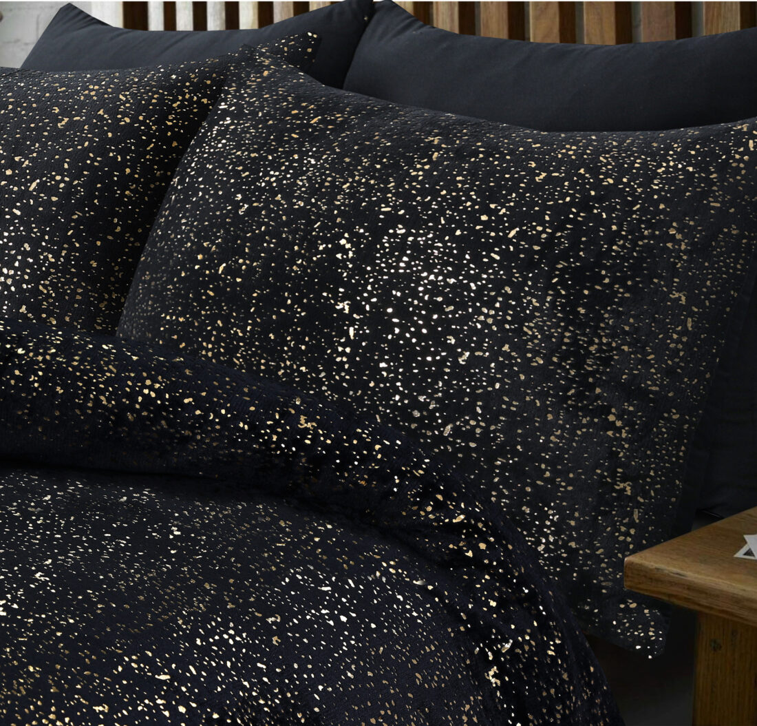 Glamour Flanel Sprankle Folie Zwart 200 X 200 220