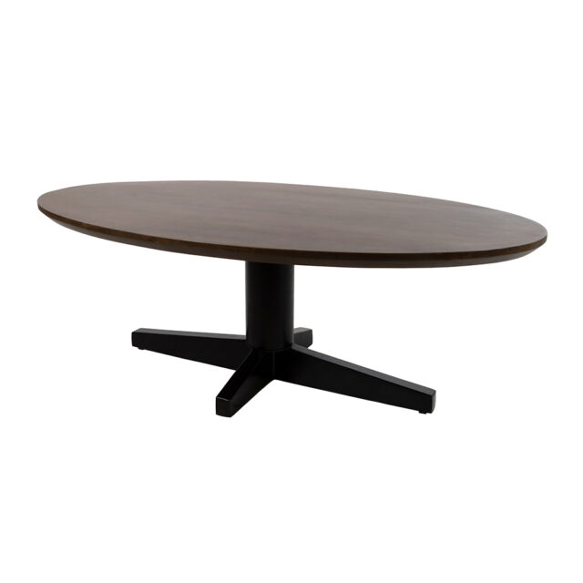 Salontafel Scorpio 8211 Mango Bruin Walnoot 8211 Ovaal 8211 Poot Zwart 8211 130 Cm