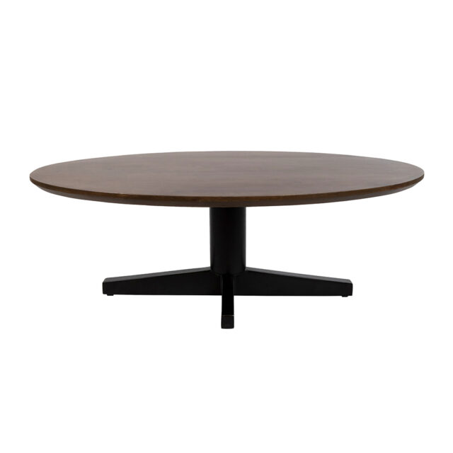 Salontafel Scorpio 8211 Mango Bruin Walnoot 8211 Ovaal 8211 Poot Zwart 8211 130 Cm
