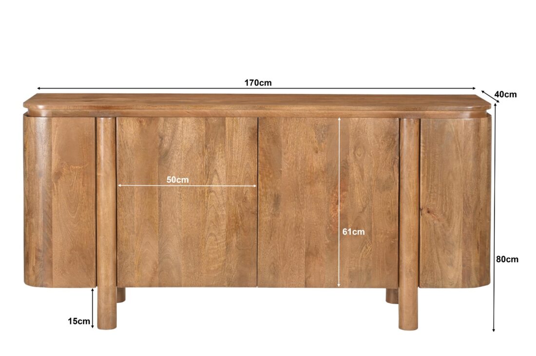 Dressoir Salano 8211 Naturel Hardhout 8211 170 Cm