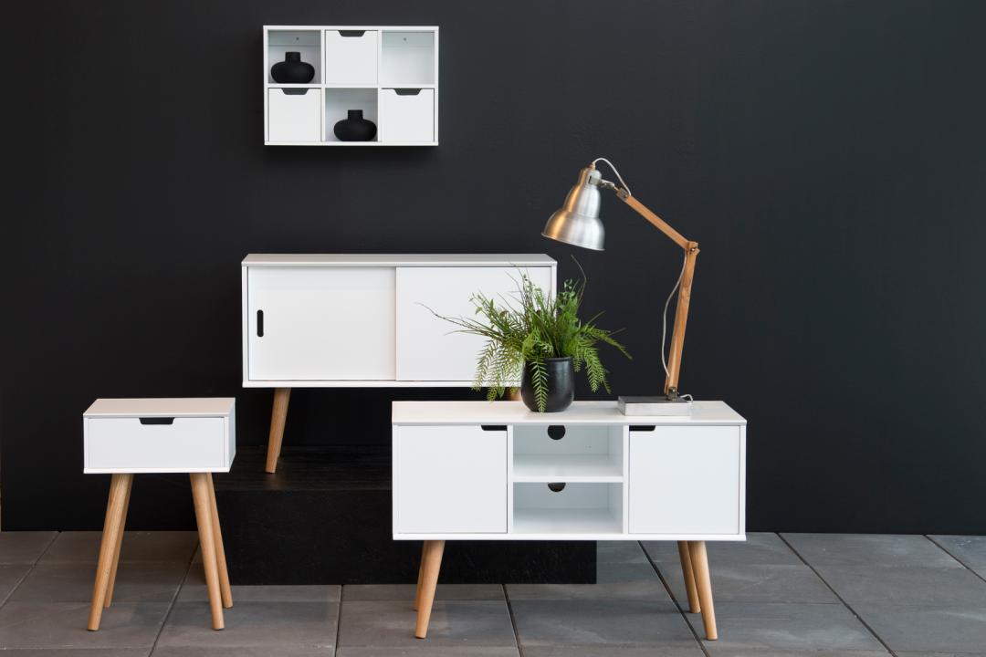 Nachtkastje Mitra 8211 Wit Mdf 8211 Eiken