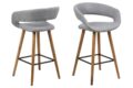 Barkruk Grace - Stof Corsica lichtgrijs - Eiken (minimale bestelling 2 stuks)