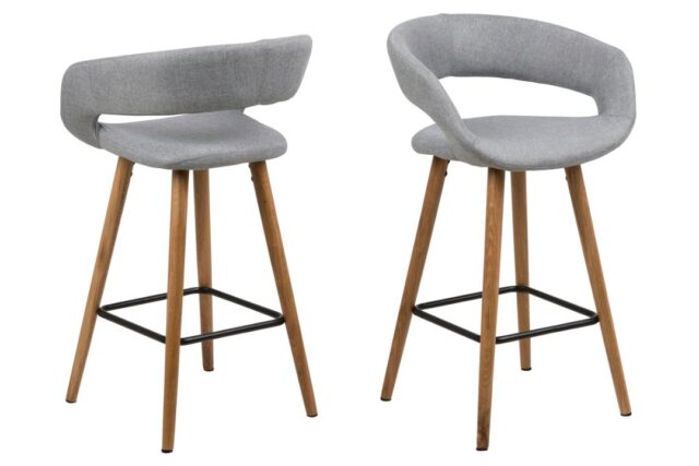 Barkruk Grace 8211 Stof Corsica Lichtgrijs 8211 Eiken Minimale Bestelling 2 Stuks
