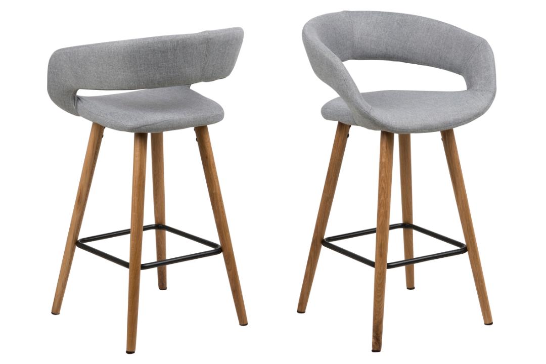 Barkruk Grace 8211 Stof Corsica Lichtgrijs 8211 Eiken Minimale Bestelling 2 Stuks