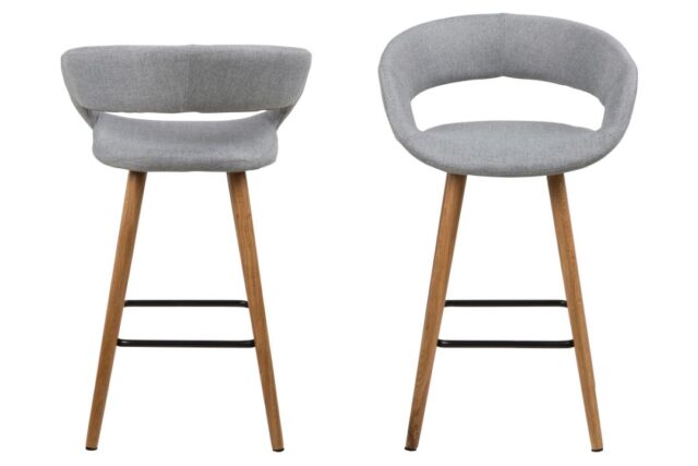 Barkruk Grace 8211 Stof Corsica Lichtgrijs 8211 Eiken Minimale Bestelling 2 Stuks
