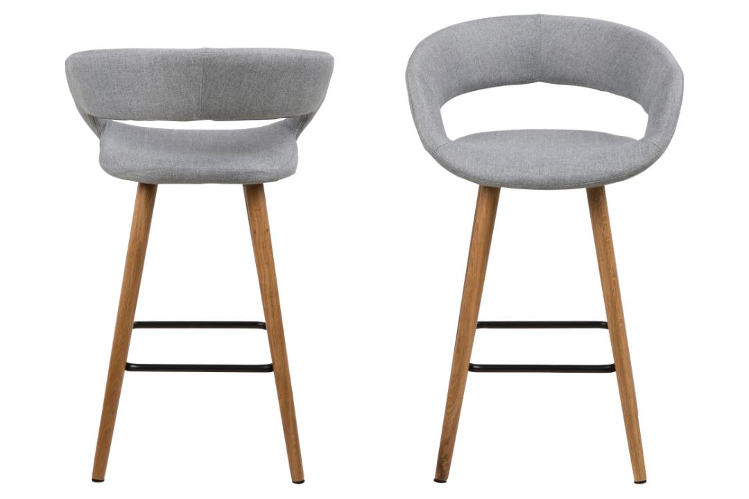 Barkruk Grace 8211 Stof Corsica Lichtgrijs 8211 Eiken Minimale Bestelling 2 Stuks