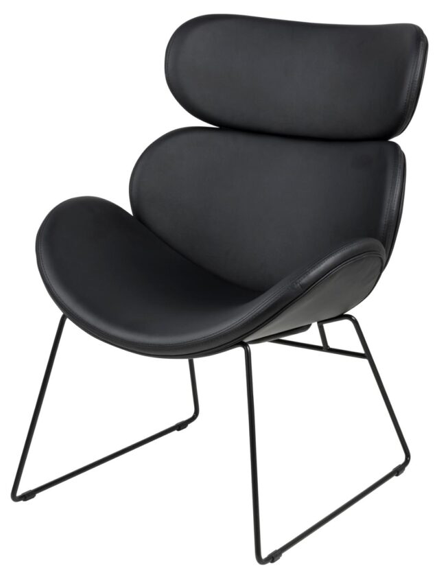 Loungestoel Cazar 8211 Zwart Pu 8211 Metaal Loungestoel Cazar 8211 Zwart Pu 8211 Metaal