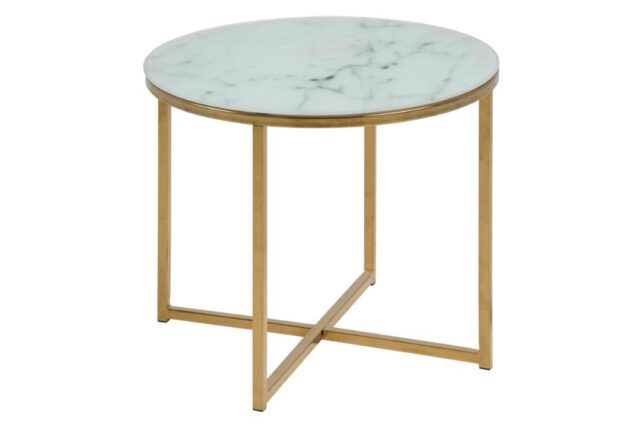 Bijzettafel Alisma 8211 Wit Marmer 8211 Goud Chroom
