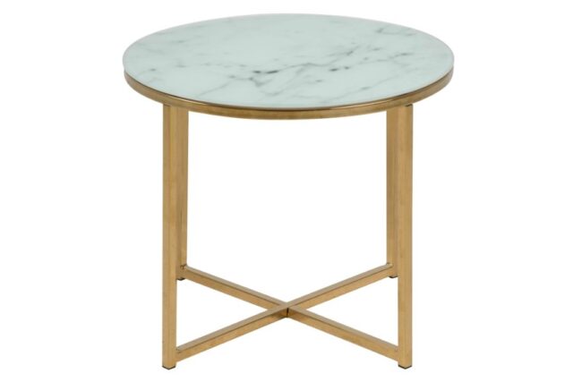Bijzettafel Alisma 8211 Wit Marmer 8211 Goud Chroom
