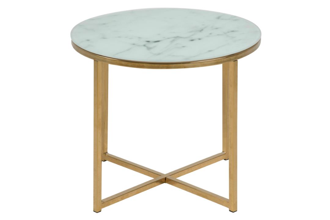 Bijzettafel Alisma 8211 Wit Marmer 8211 Goud Chroom